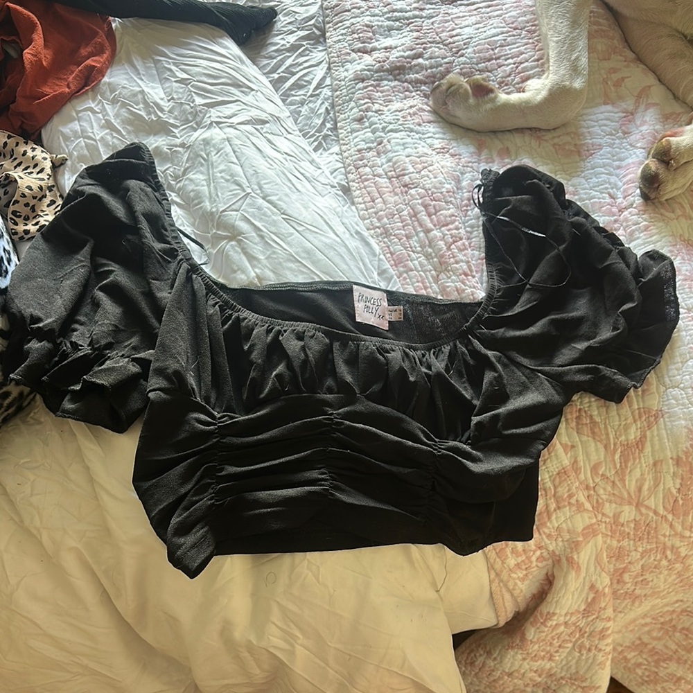 Princess Polly Black Puff Sleeve Blouse